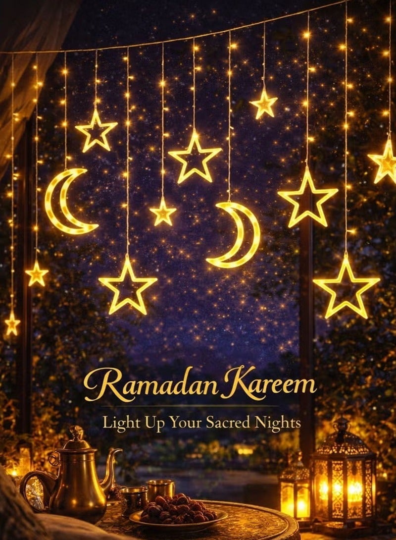 GZYIZHOU Ramadan Lights, 3.5M LED Warm White Moon Star Lights Ramadan Decorations for Home - Image 1